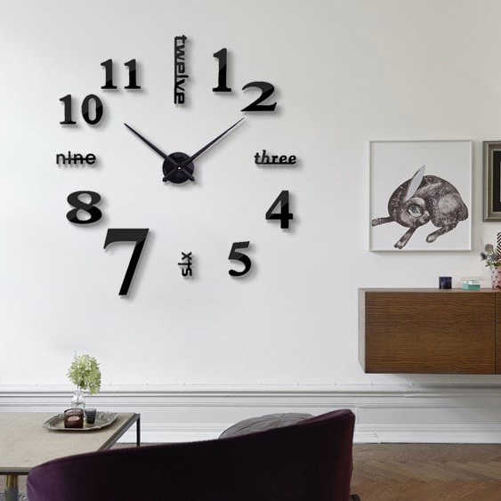 Đồng hồ dán tường phong cách Châu Âu hiện đại TG006-130 đen